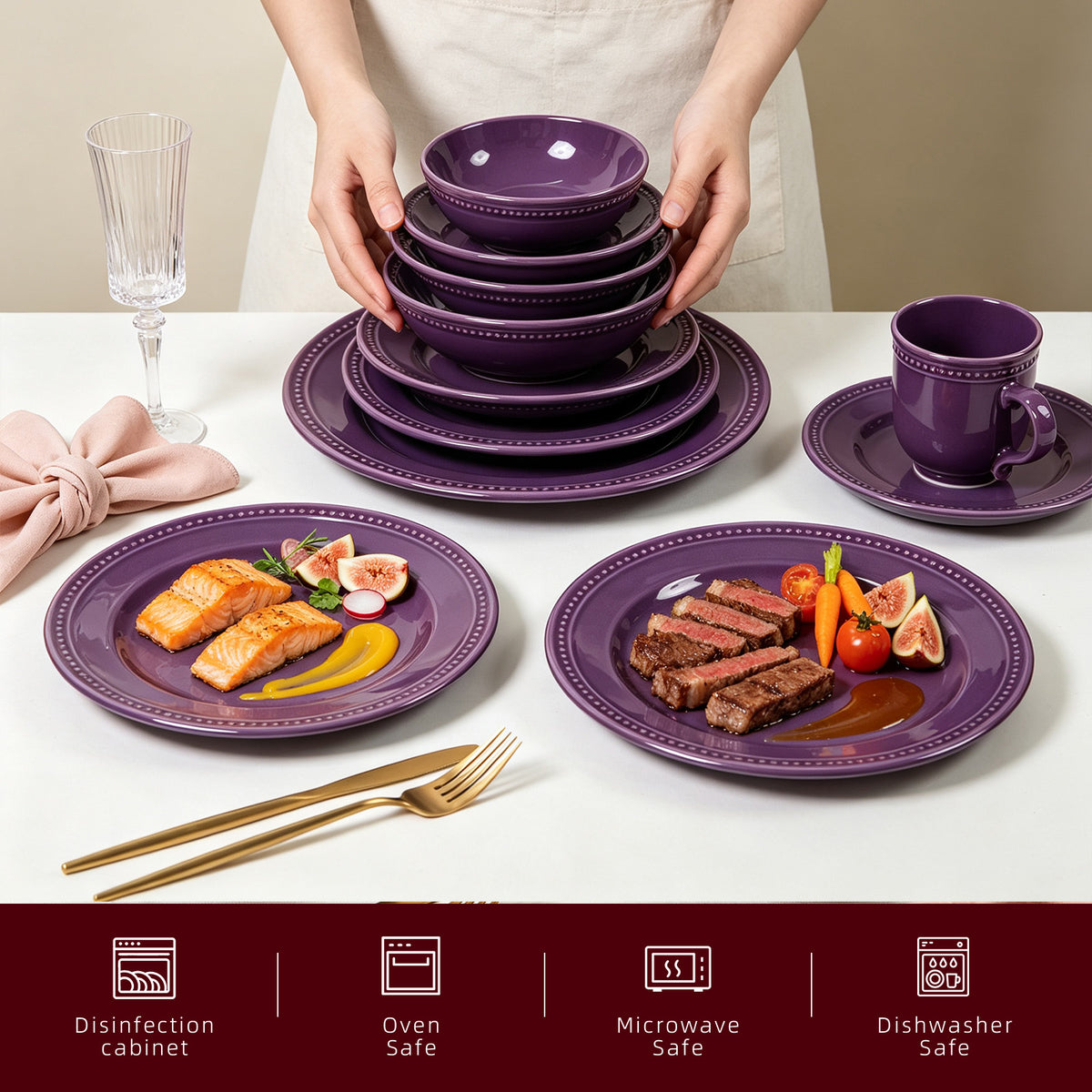 Embossed Pearl Dots Stoneware Dinnerware Set