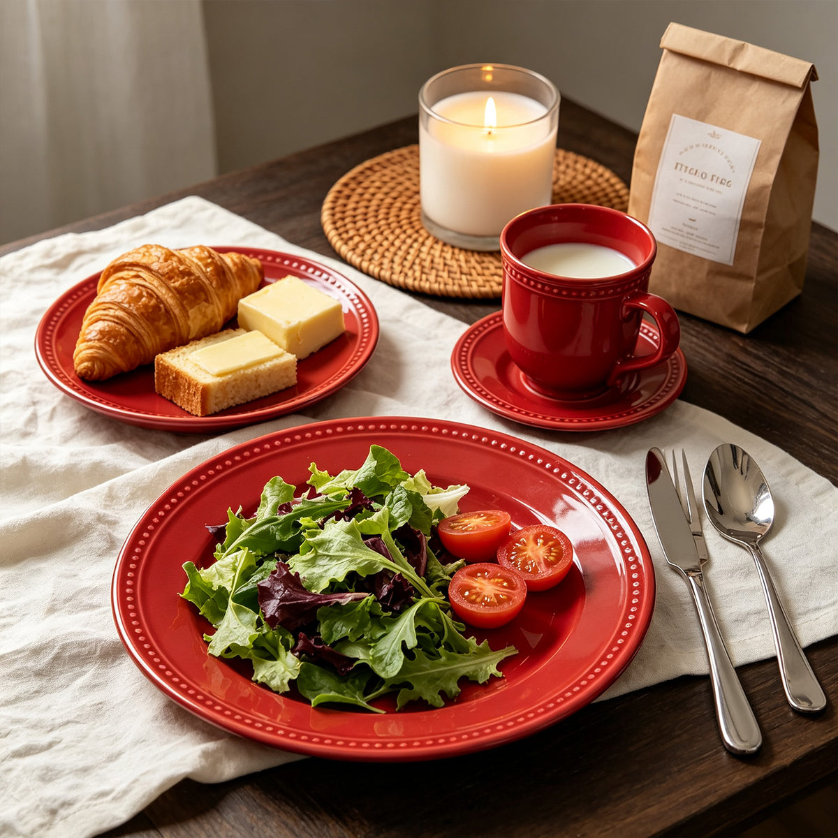 Embossed Pearl Dots Stoneware Dinnerware Set