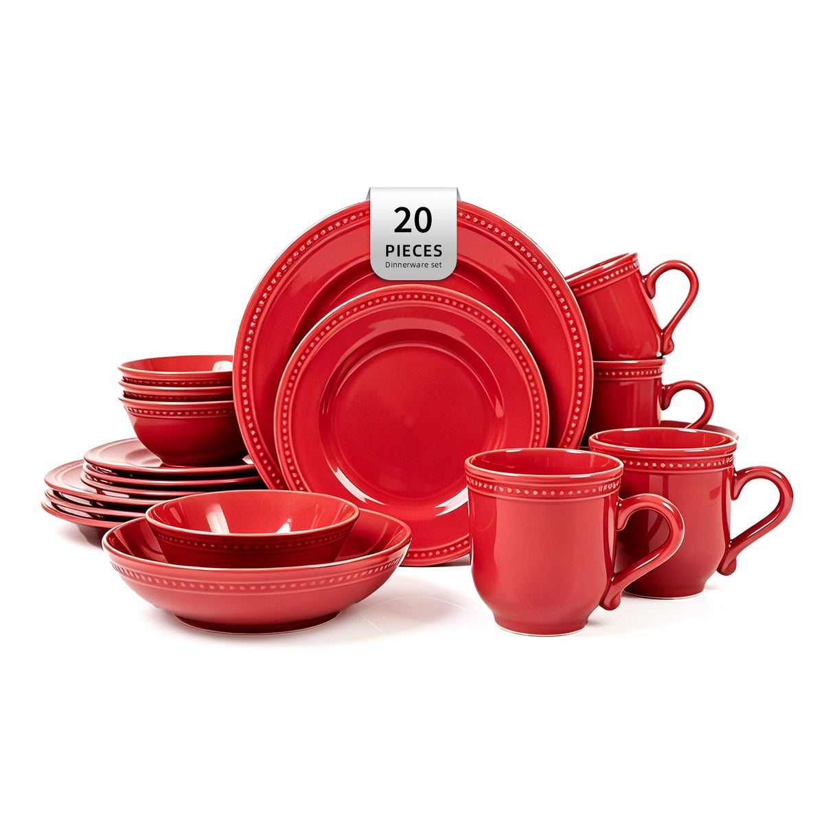 Embossed Pearl Dots Stoneware Dinnerware Set