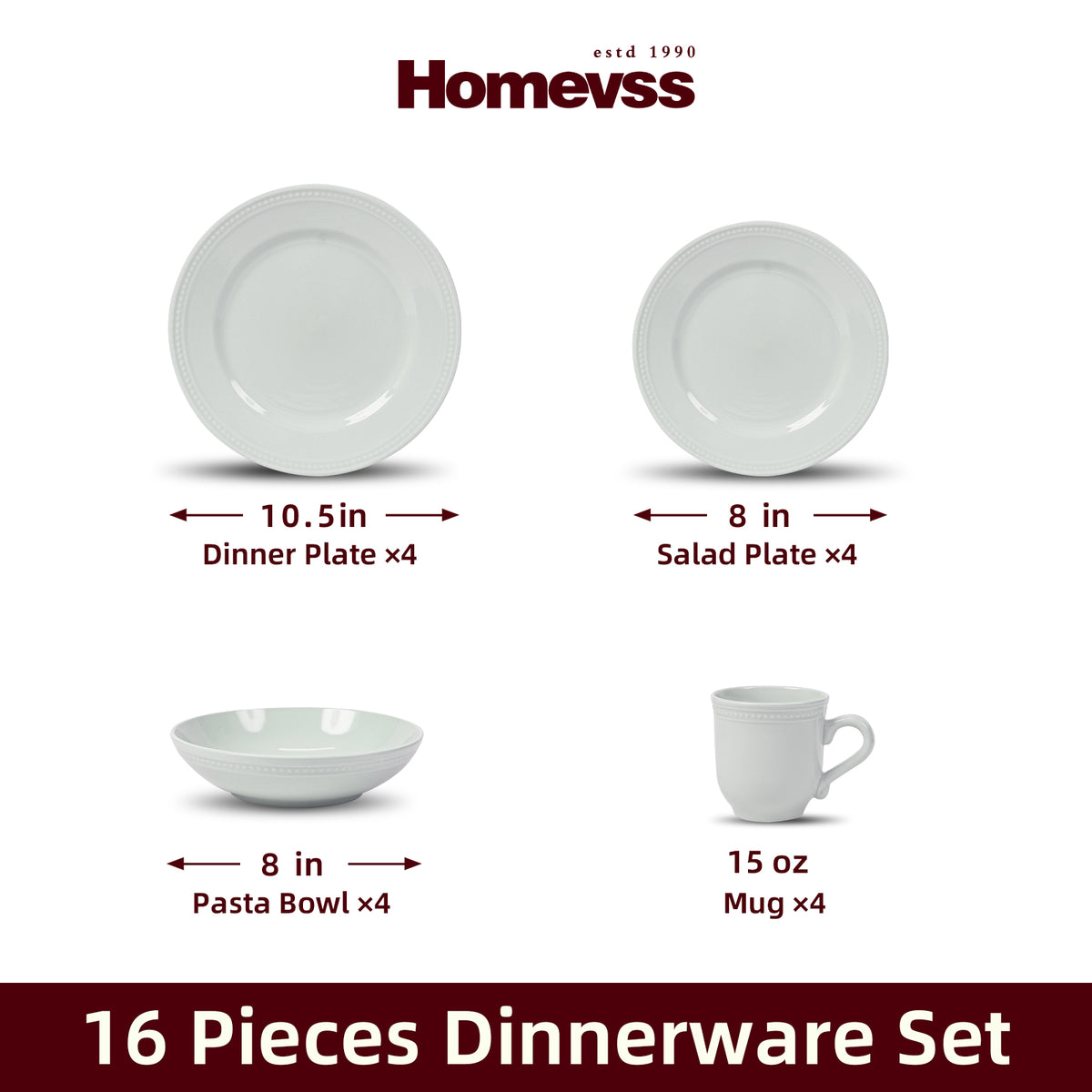 Embossed Pearl Dots Stoneware Dinnerware Set