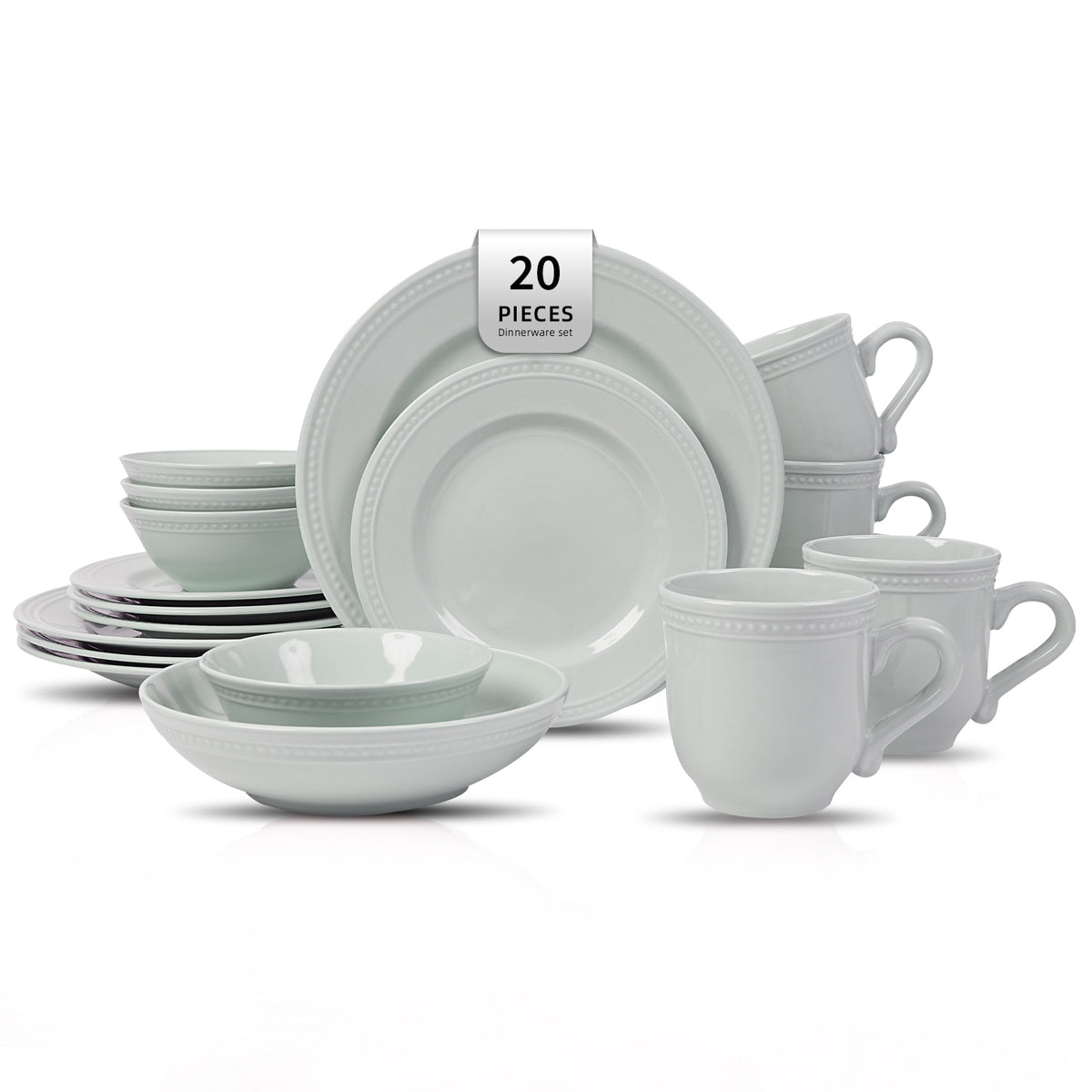 Embossed Pearl Dots Stoneware Dinnerware Set