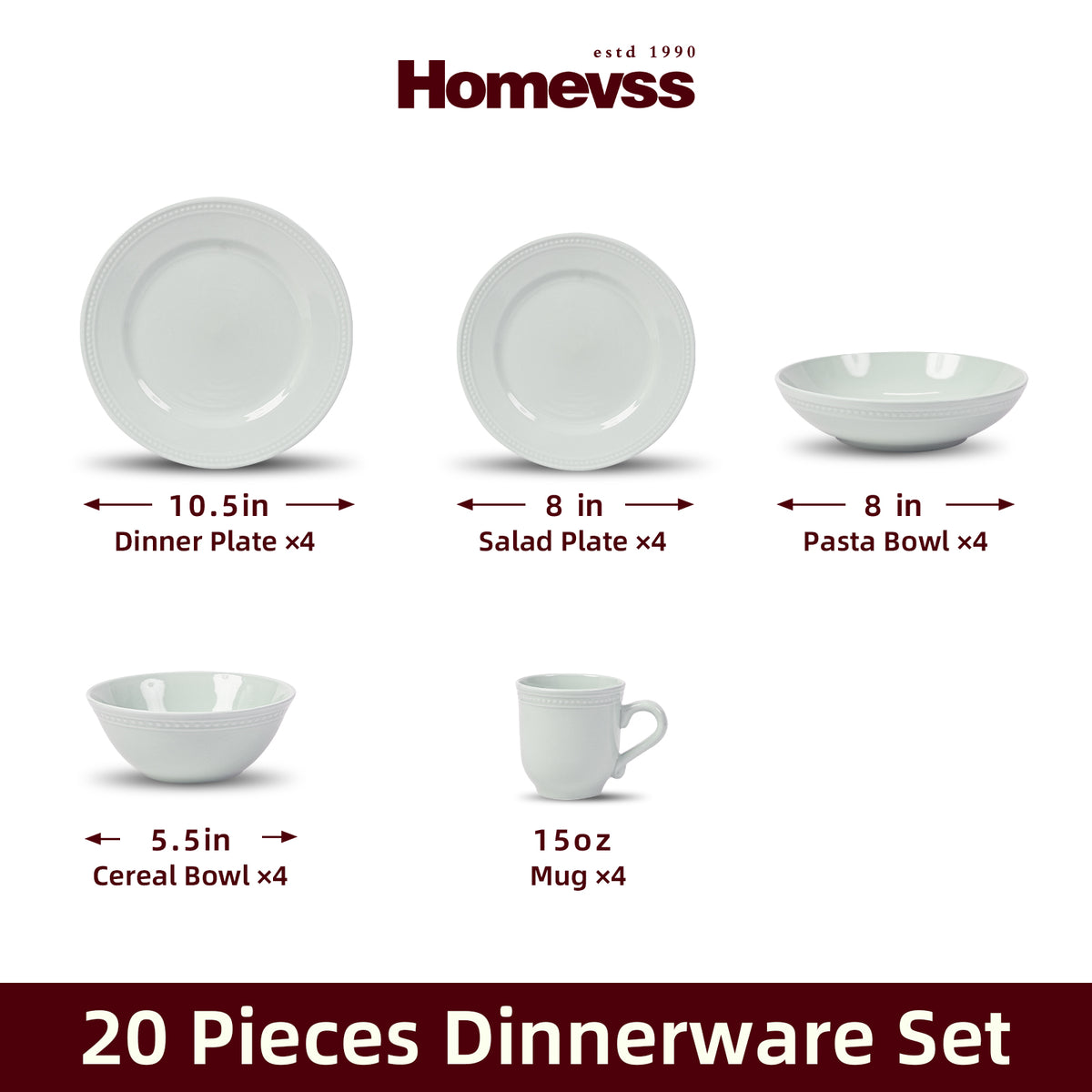 Embossed Pearl Dots Stoneware Dinnerware Set