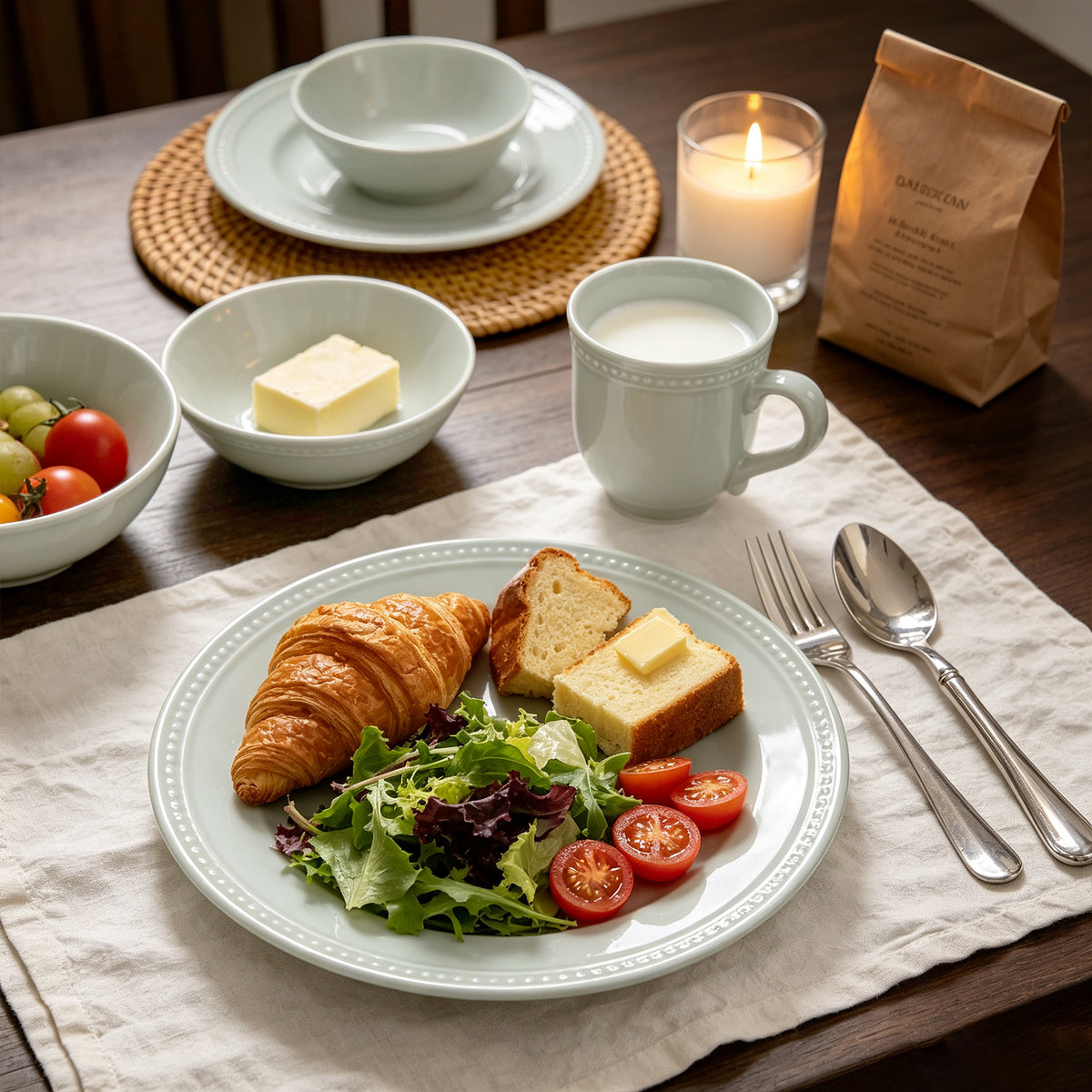 Embossed Pearl Dots Stoneware Dinnerware Set