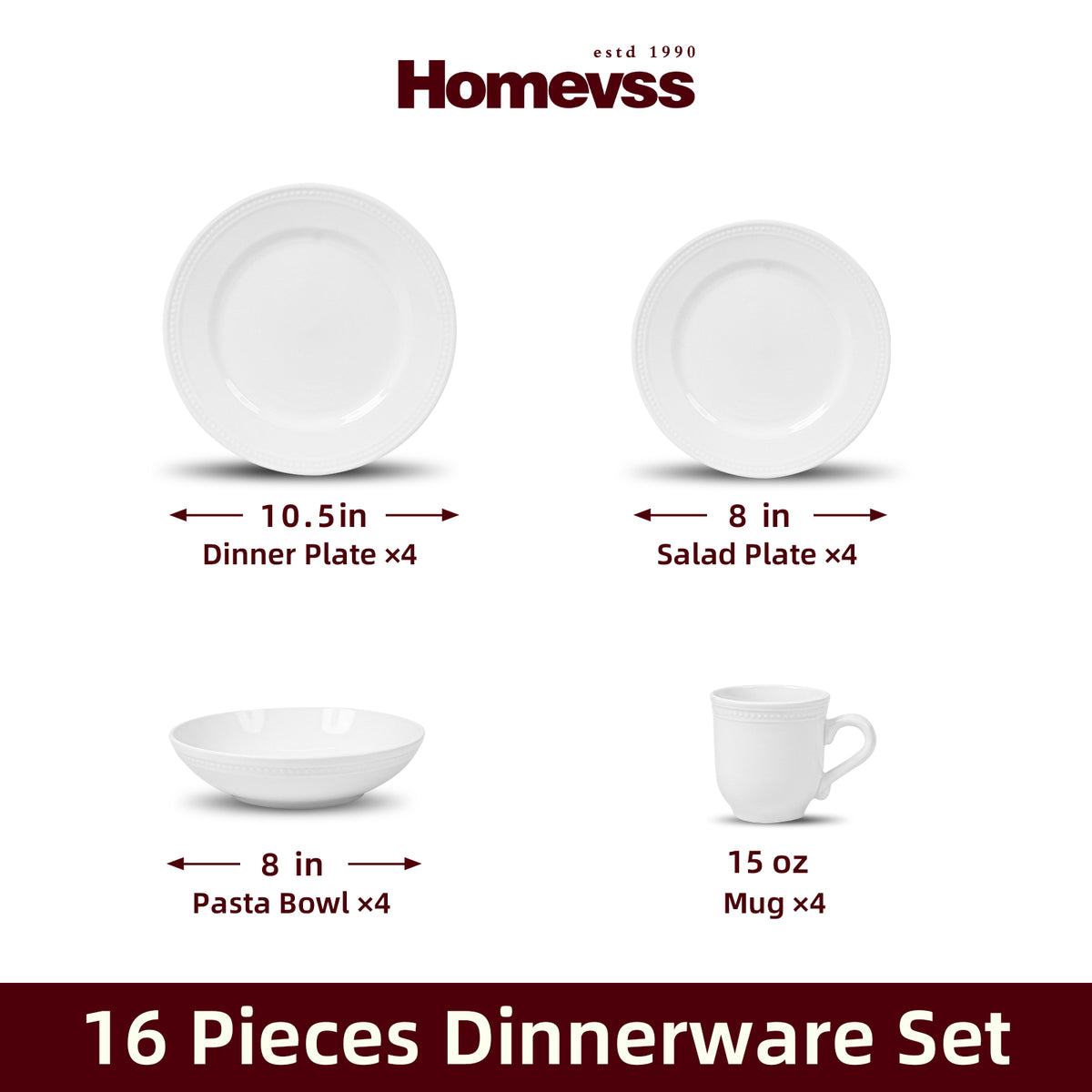 Embossed Pearl Dots Stoneware Dinnerware Set