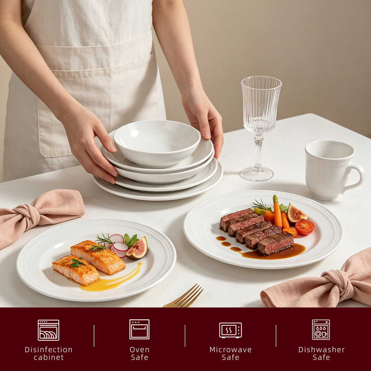 Embossed Pearl Dots Stoneware Dinnerware Set
