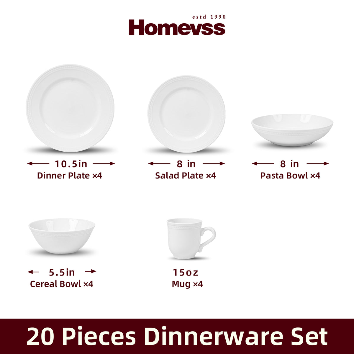 Embossed Pearl Dots Stoneware Dinnerware Set