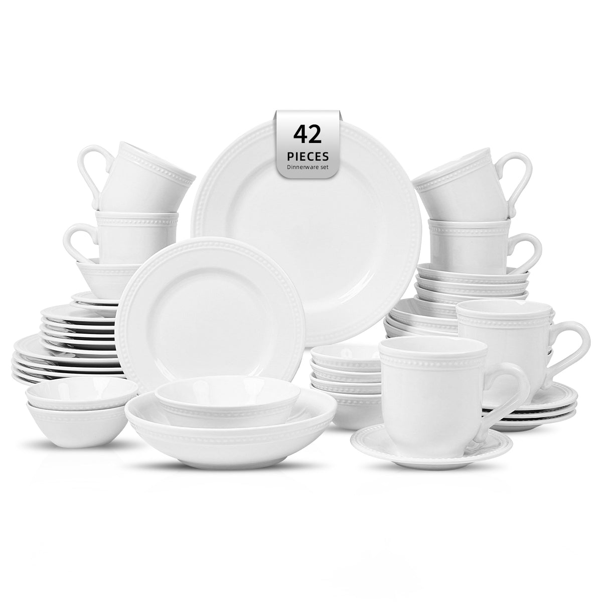 Embossed Pearl Dots Stoneware Dinnerware Set