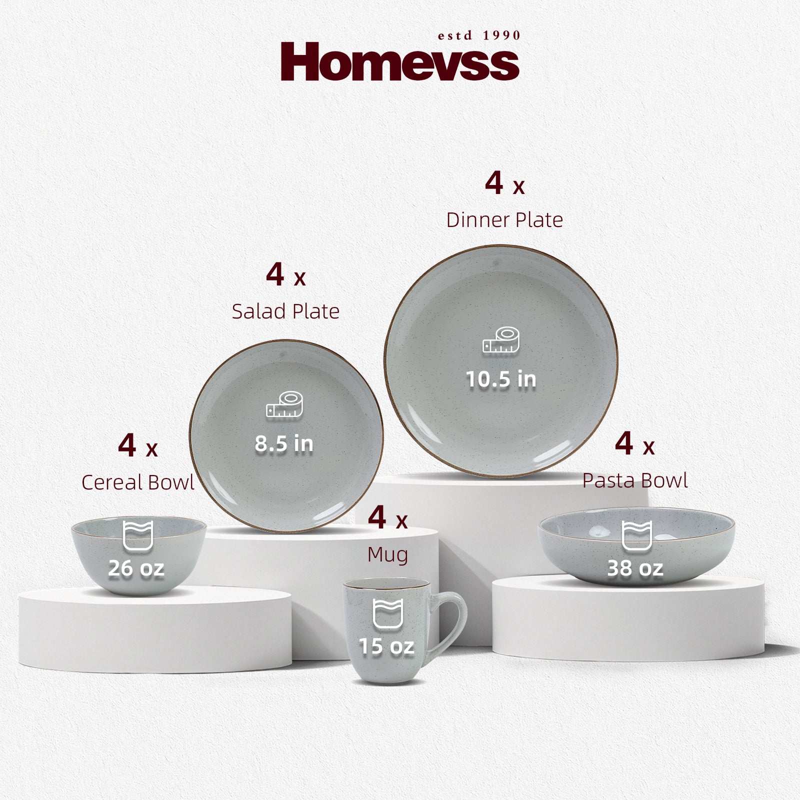 Euro-Nordic Speckled Stoneware Dinnerware Set