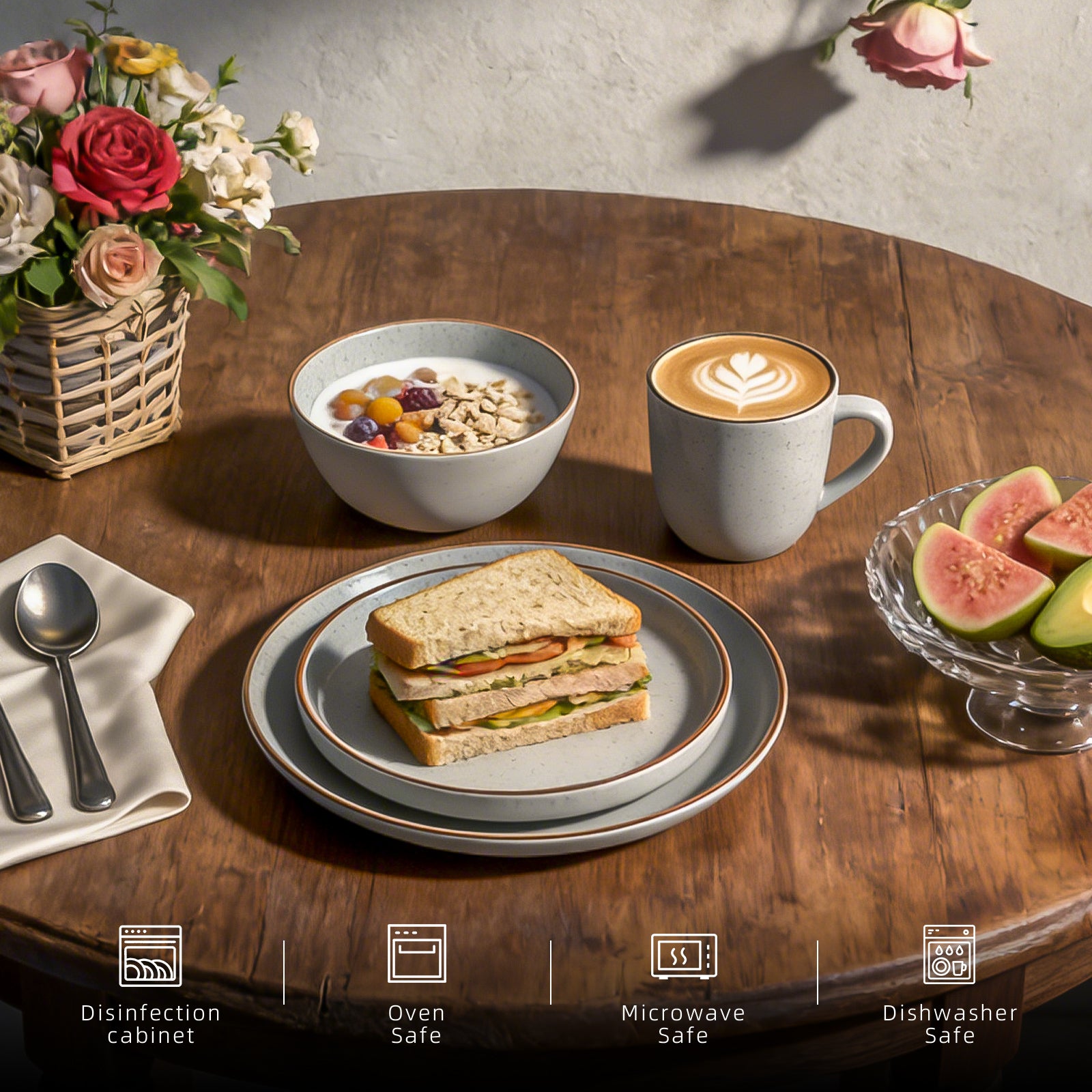 Euro-Nordic Speckled Stoneware Dinnerware Set