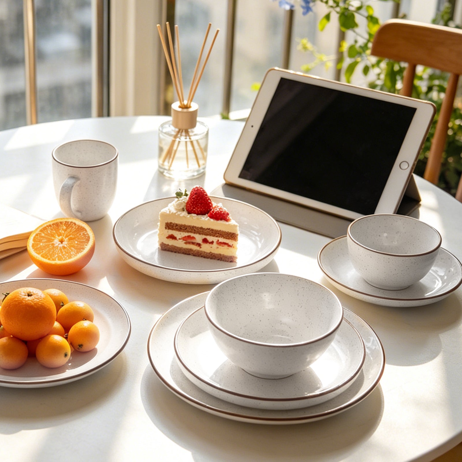 Euro-Nordic Speckled Stoneware Dinnerware Set