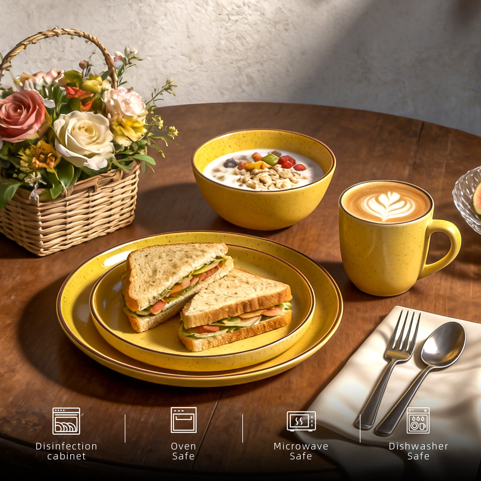 Euro-Nordic Speckled Stoneware Dinnerware Set