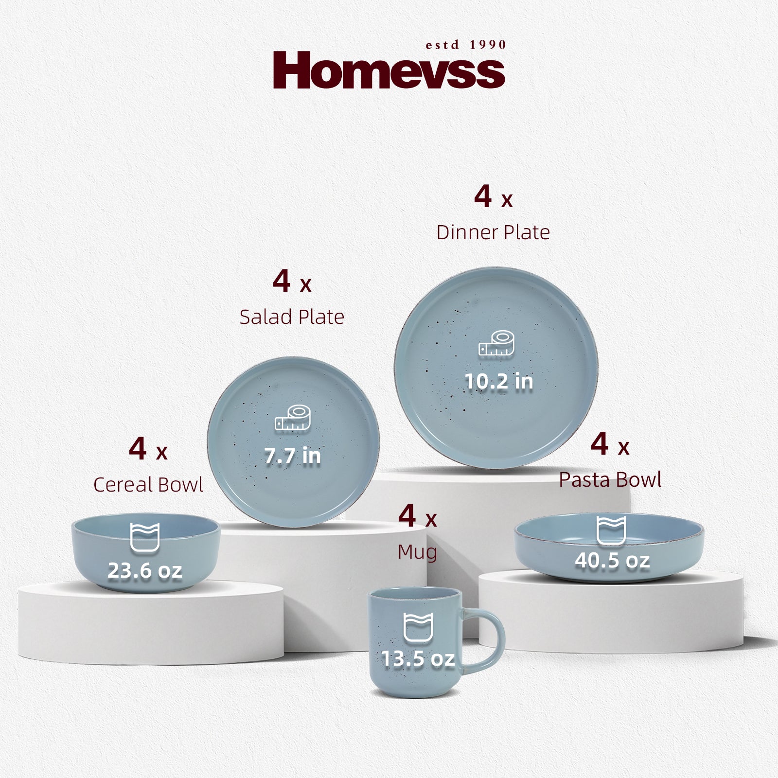 Nordic Rising-Rim Speckled Stoneware Dinnerware Set