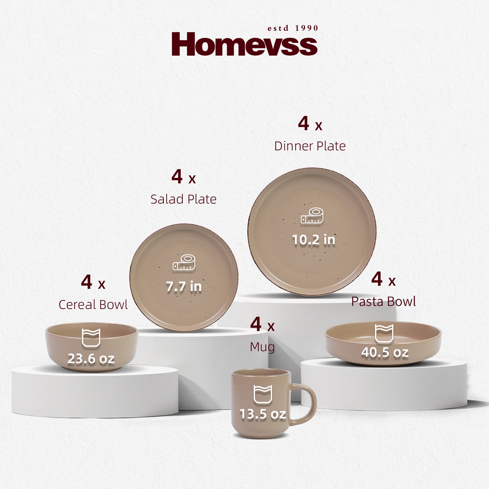 Nordic Rising-Rim Speckled Stoneware Dinnerware Set