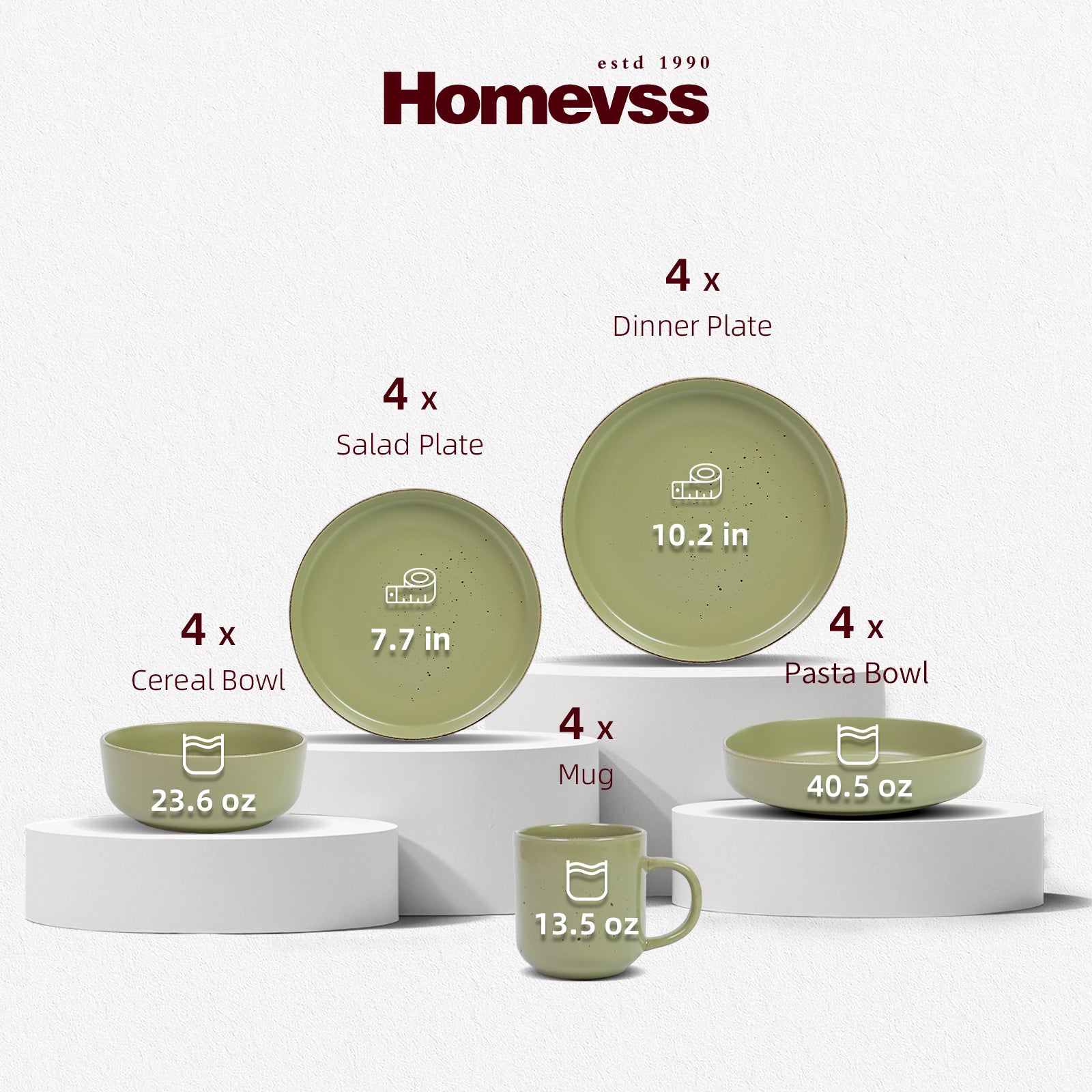 Nordic Rising-Rim Speckled Stoneware Dinnerware Set