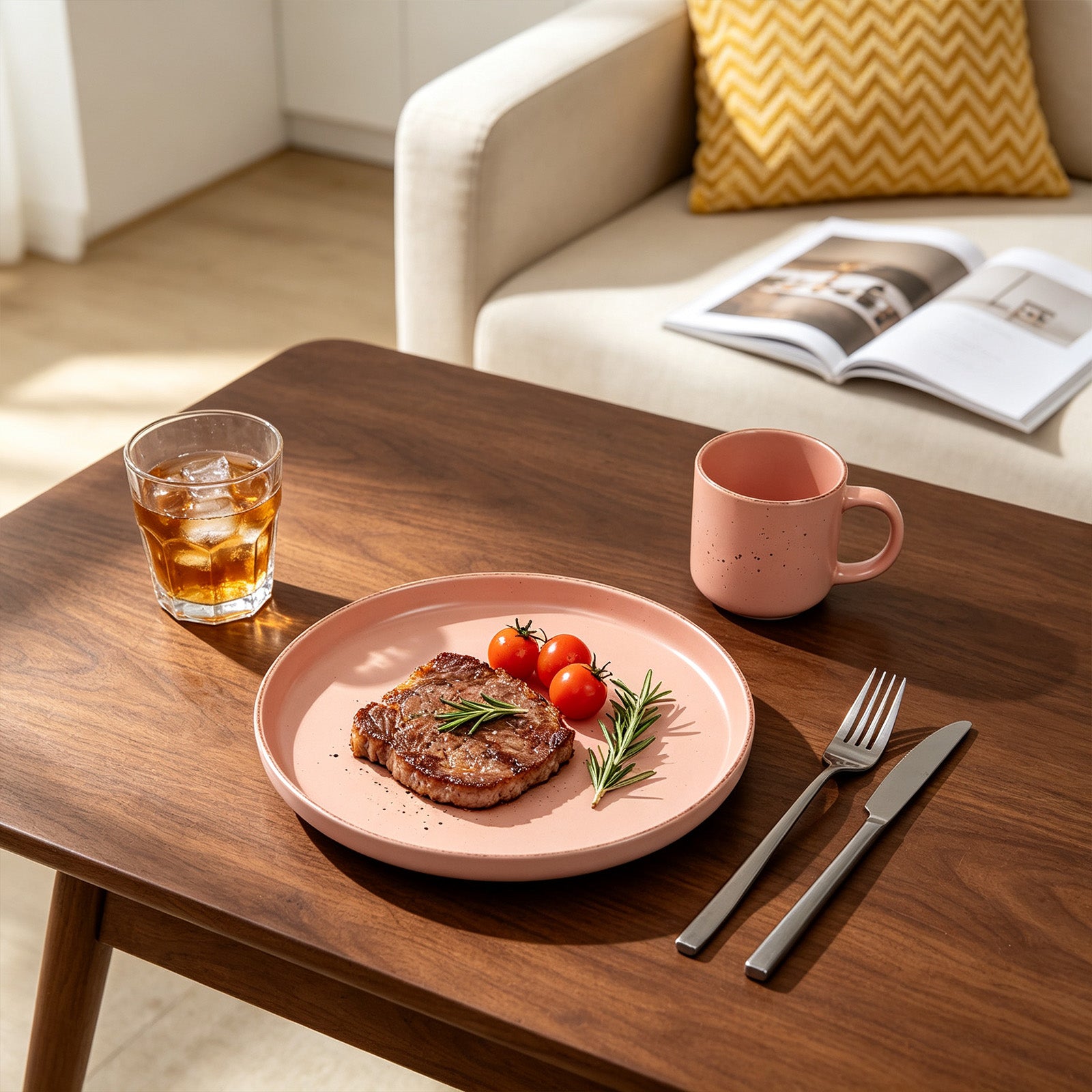 Nordic Rising-Rim Speckled Stoneware Dinnerware Set