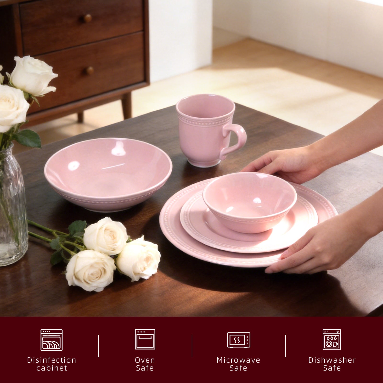 Embossed Pearl Dots Stoneware Dinnerware Set