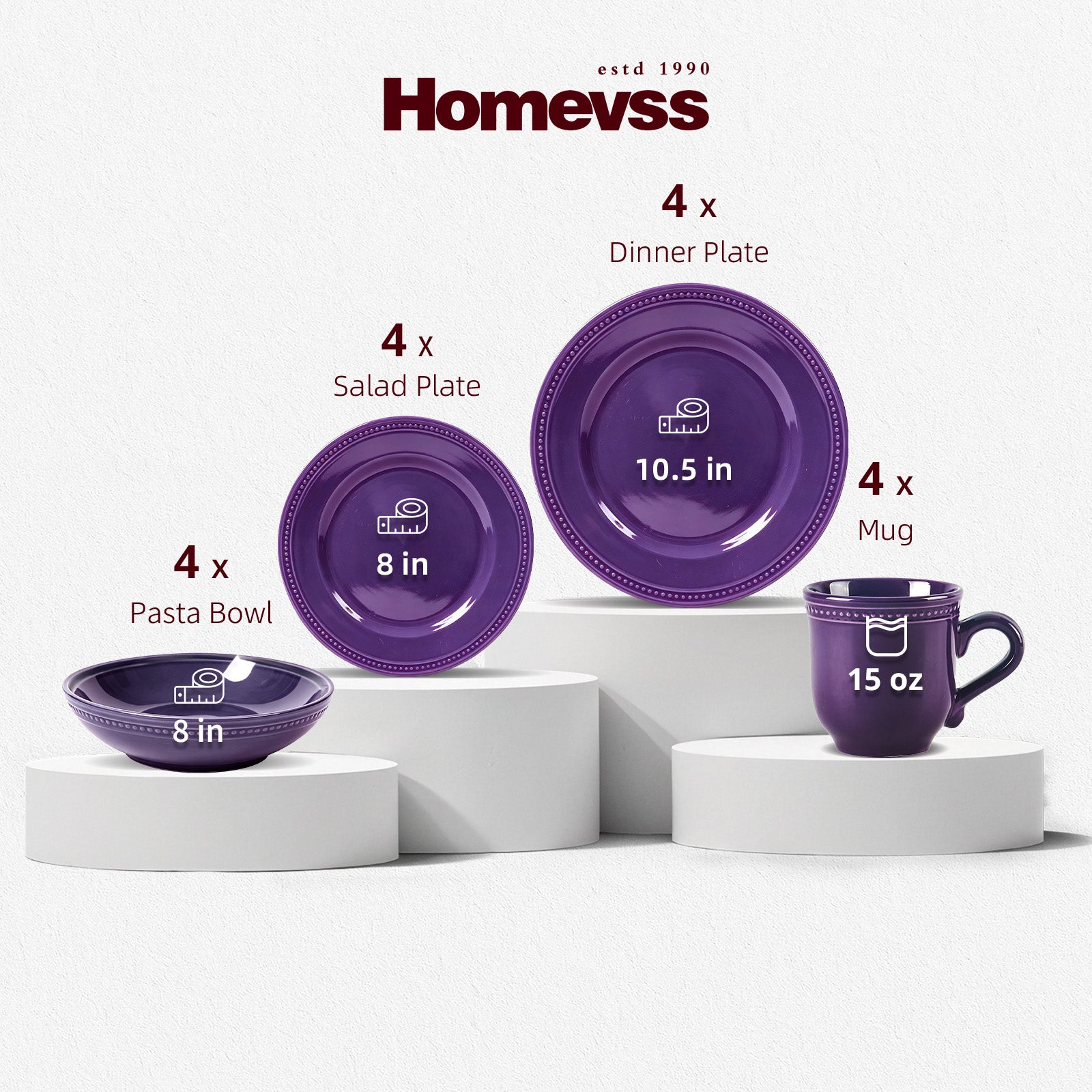 Embossed Pearl Dots Stoneware Dinnerware Set