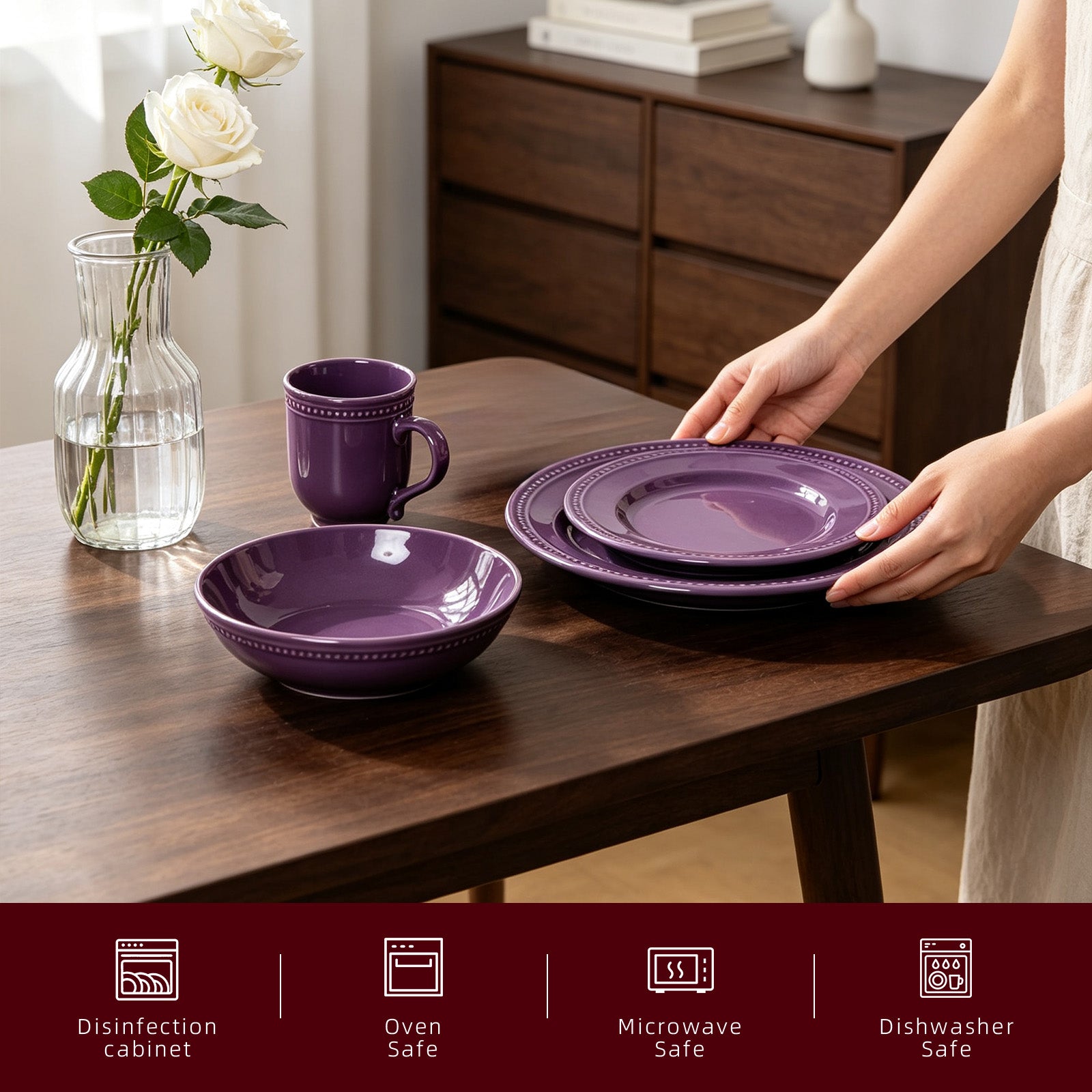 Embossed Pearl Dots Stoneware Dinnerware Set