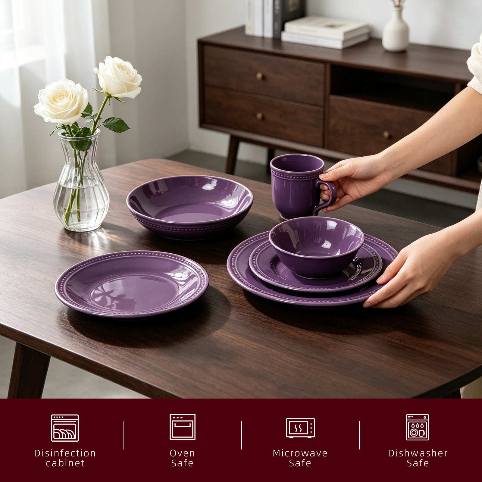 Embossed Pearl Dots Stoneware Dinnerware Set