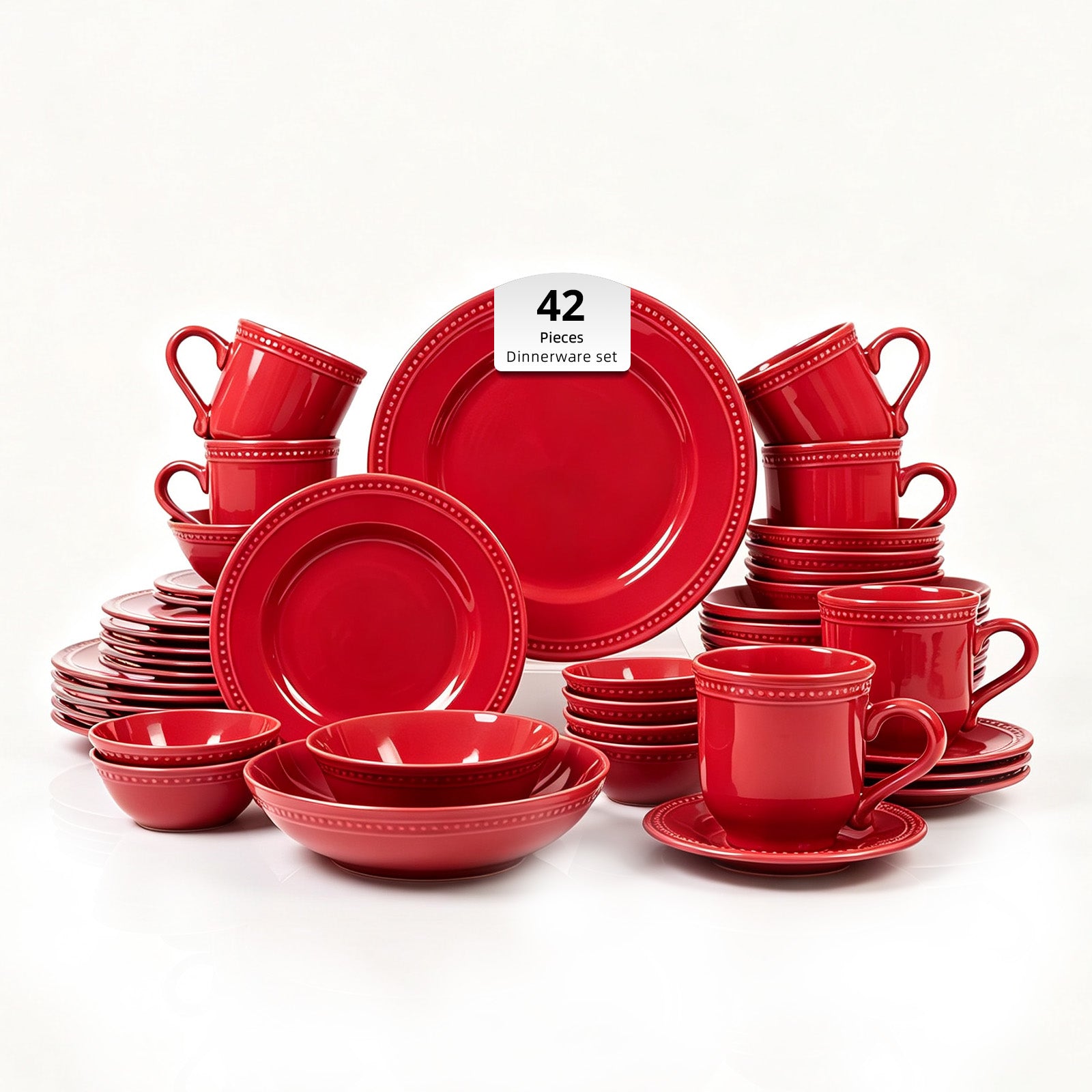 Embossed Pearl Dots Stoneware Dinnerware Set