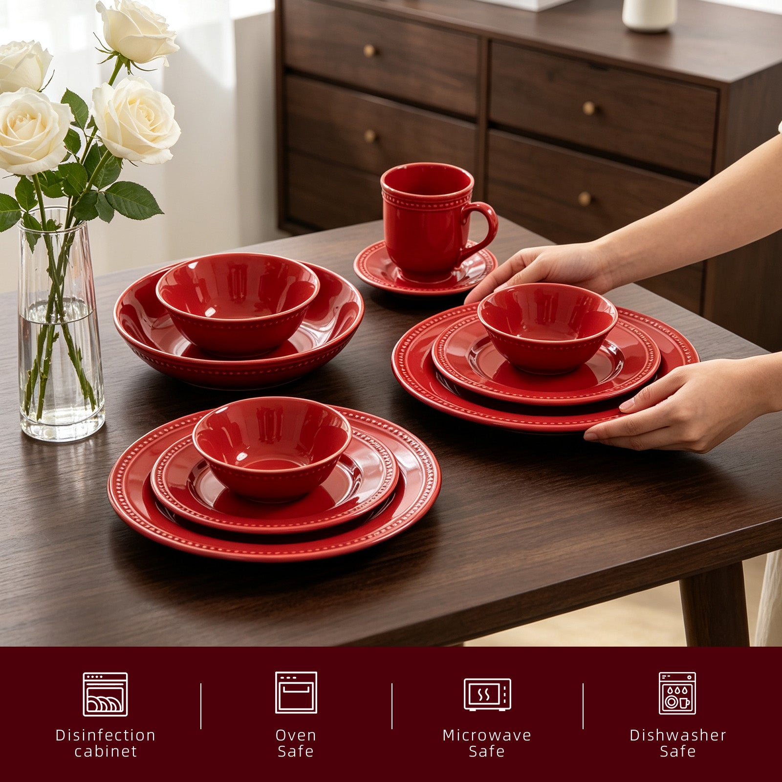 Embossed Pearl Dots Stoneware Dinnerware Set
