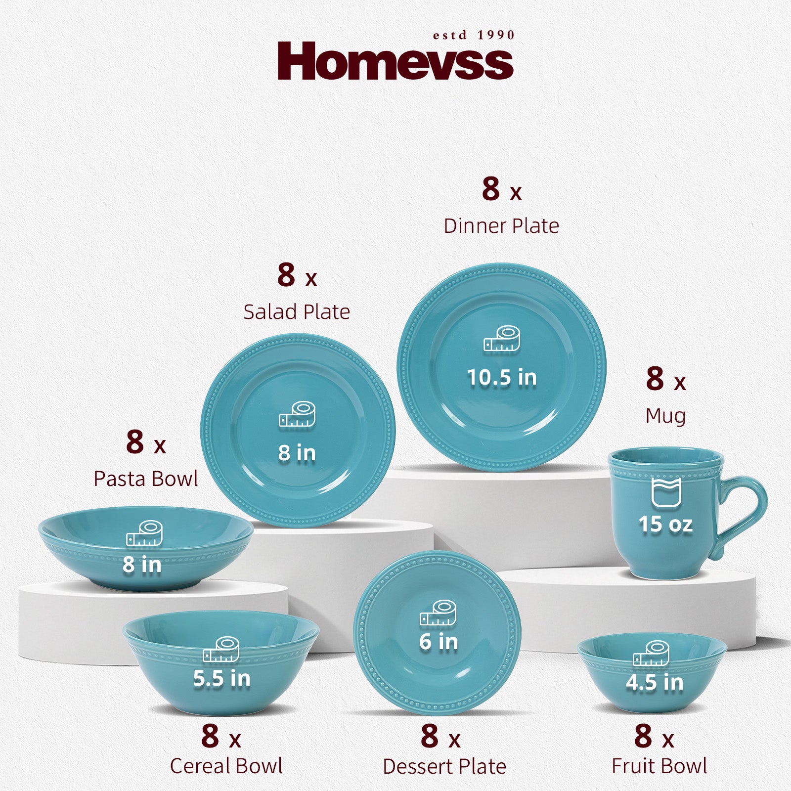 Embossed Pearl Dots Stoneware Dinnerware Set