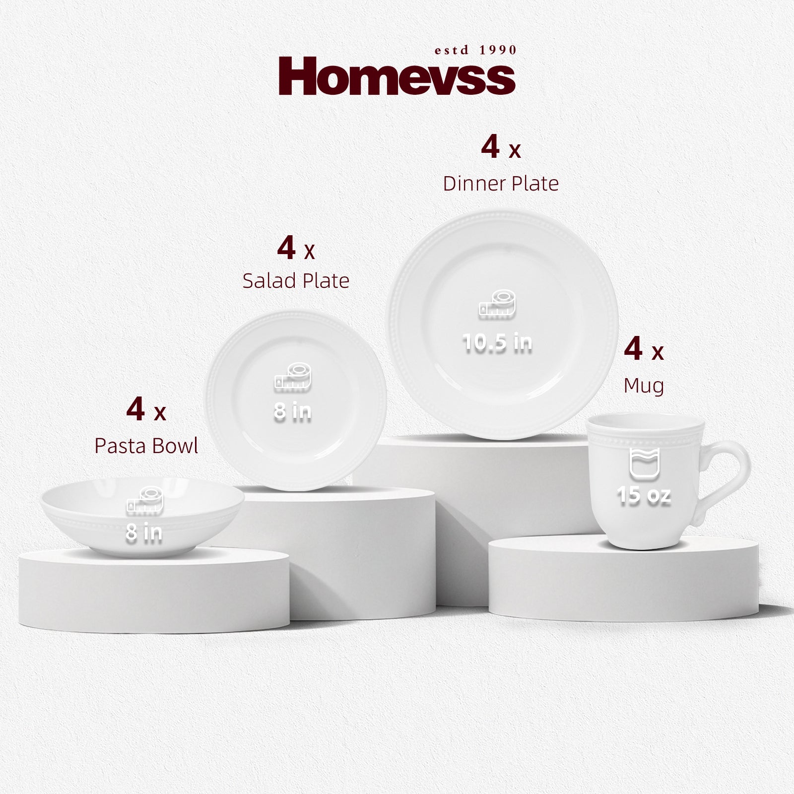 Embossed Pearl Dots Stoneware Dinnerware Set