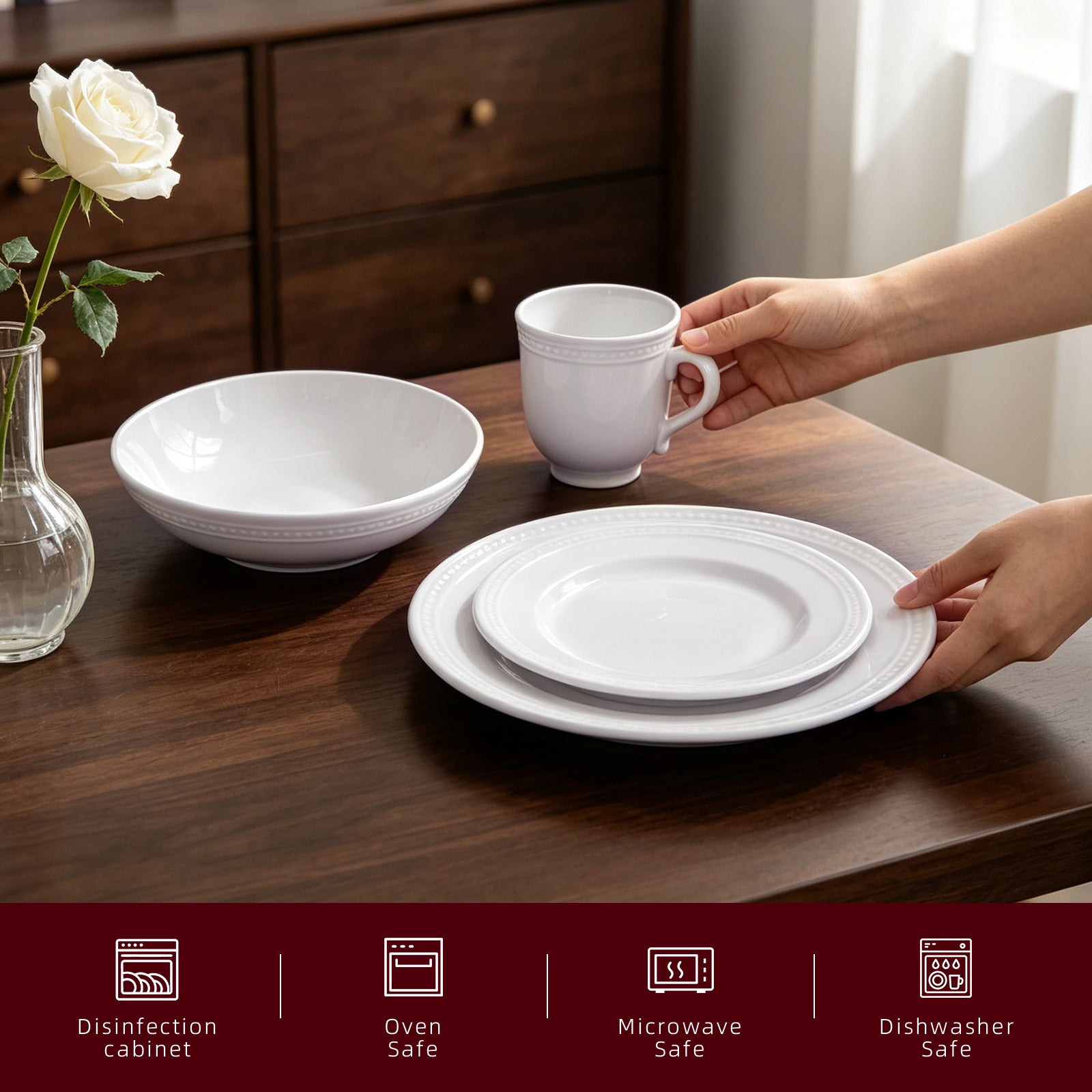 Embossed Pearl Dots Stoneware Dinnerware Set