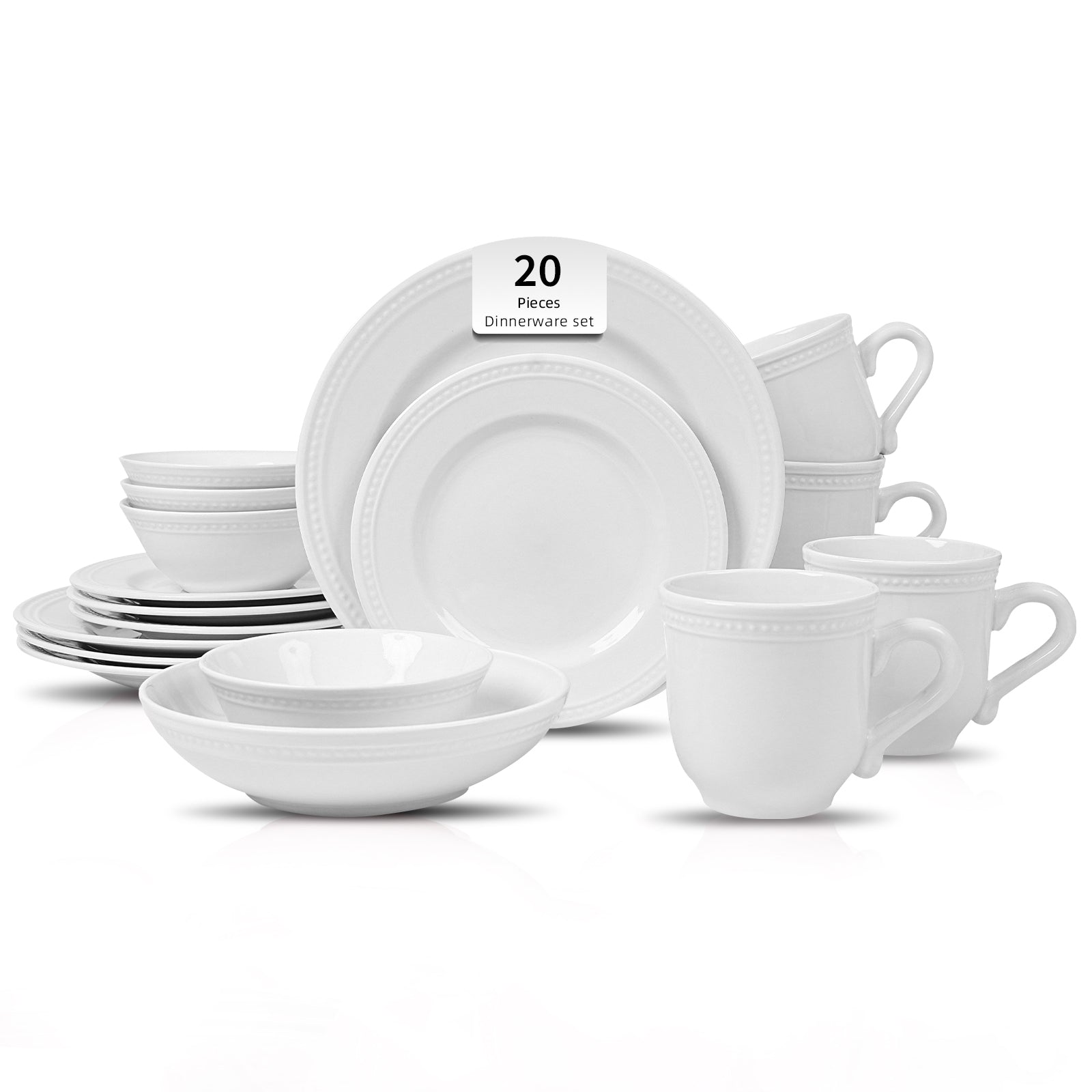 Embossed Pearl Dots Stoneware Dinnerware Set