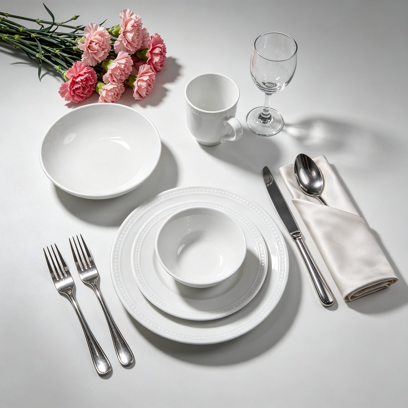 Embossed Pearl Dots Stoneware Dinnerware Set