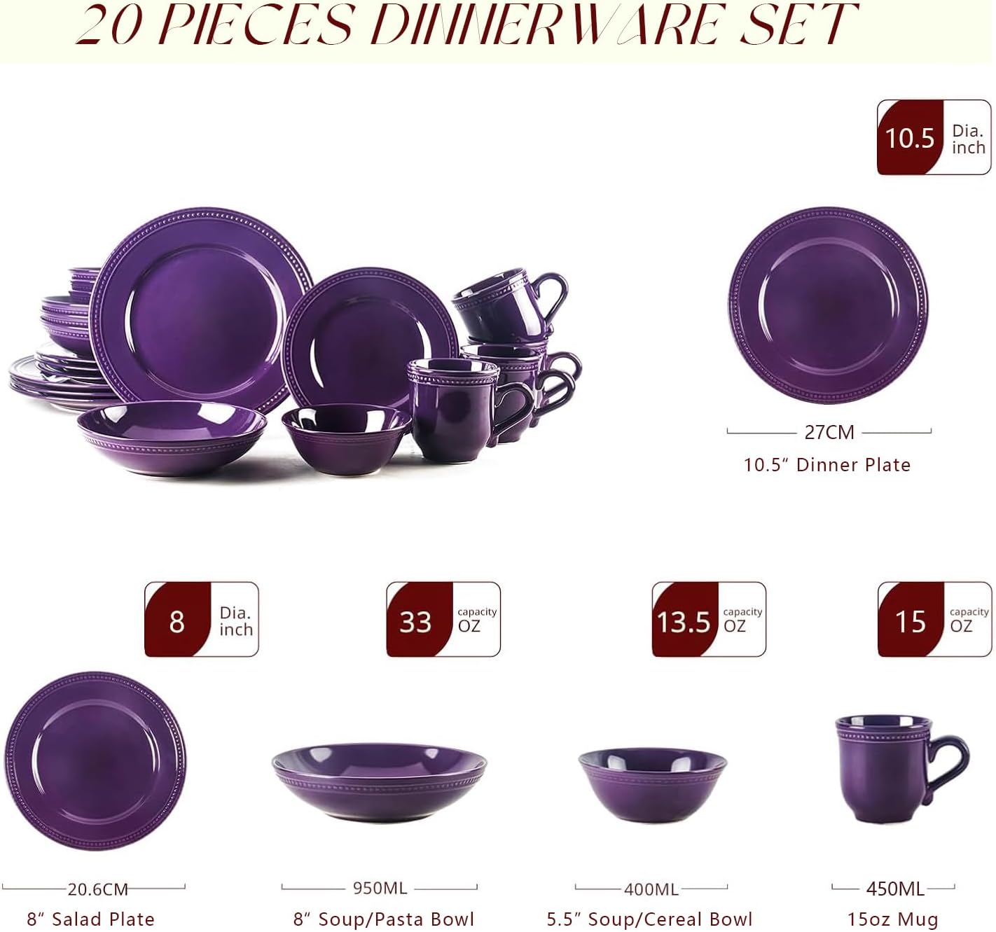 Pearl Dots Stoneware Dinnerware Set