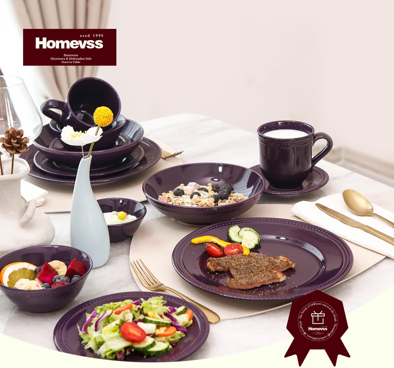 Pearl Dots Stoneware Dinnerware Set