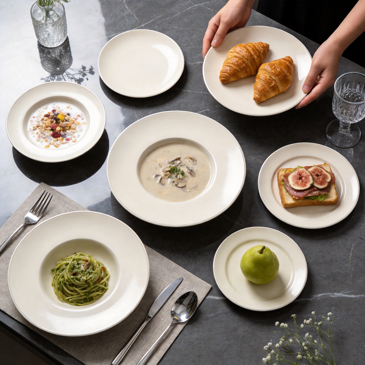 Commercial-Grade Stoneware Coupe Plates