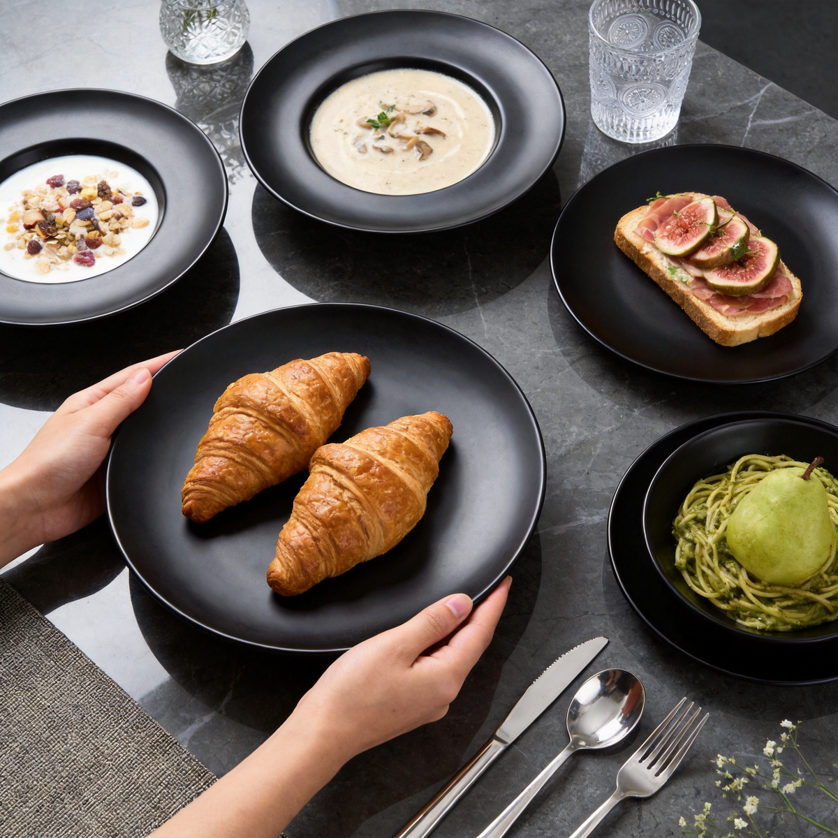 Commercial-Grade Stoneware Coupe Plates