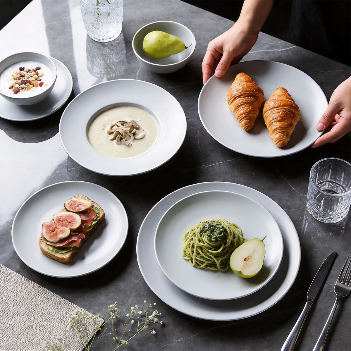 Commercial-Grade Stoneware Coupe Plates