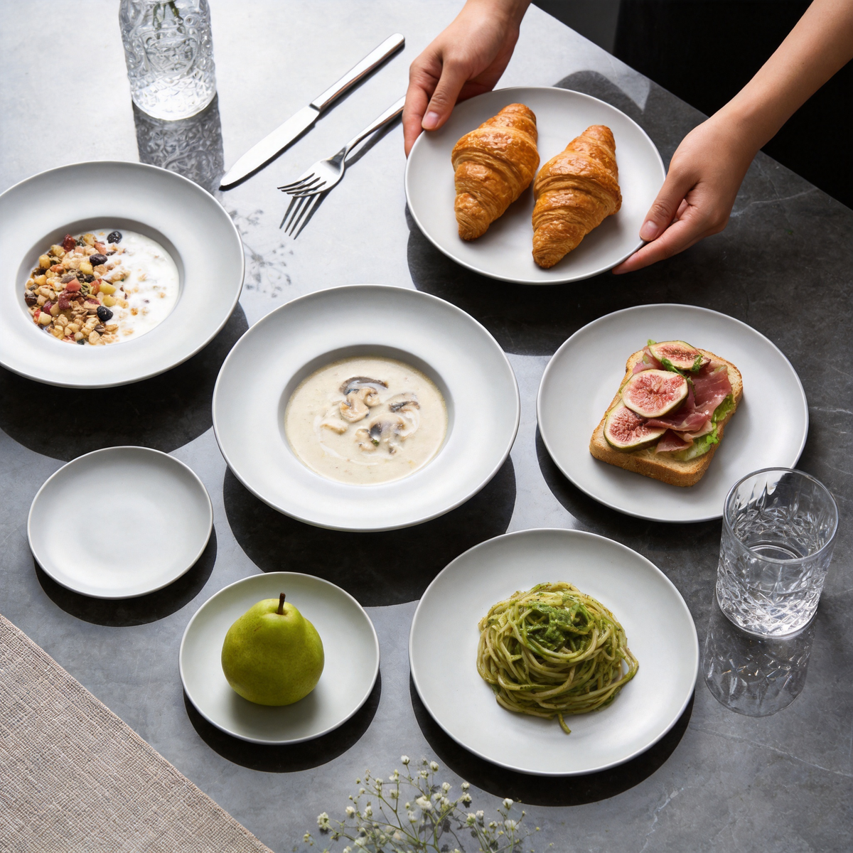 Commercial-Grade Stoneware Coupe Plates