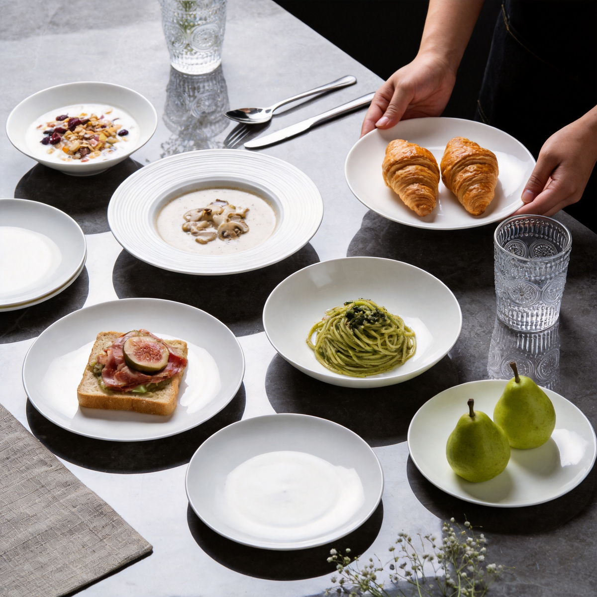 Commercial-Grade Stoneware Coupe Plates