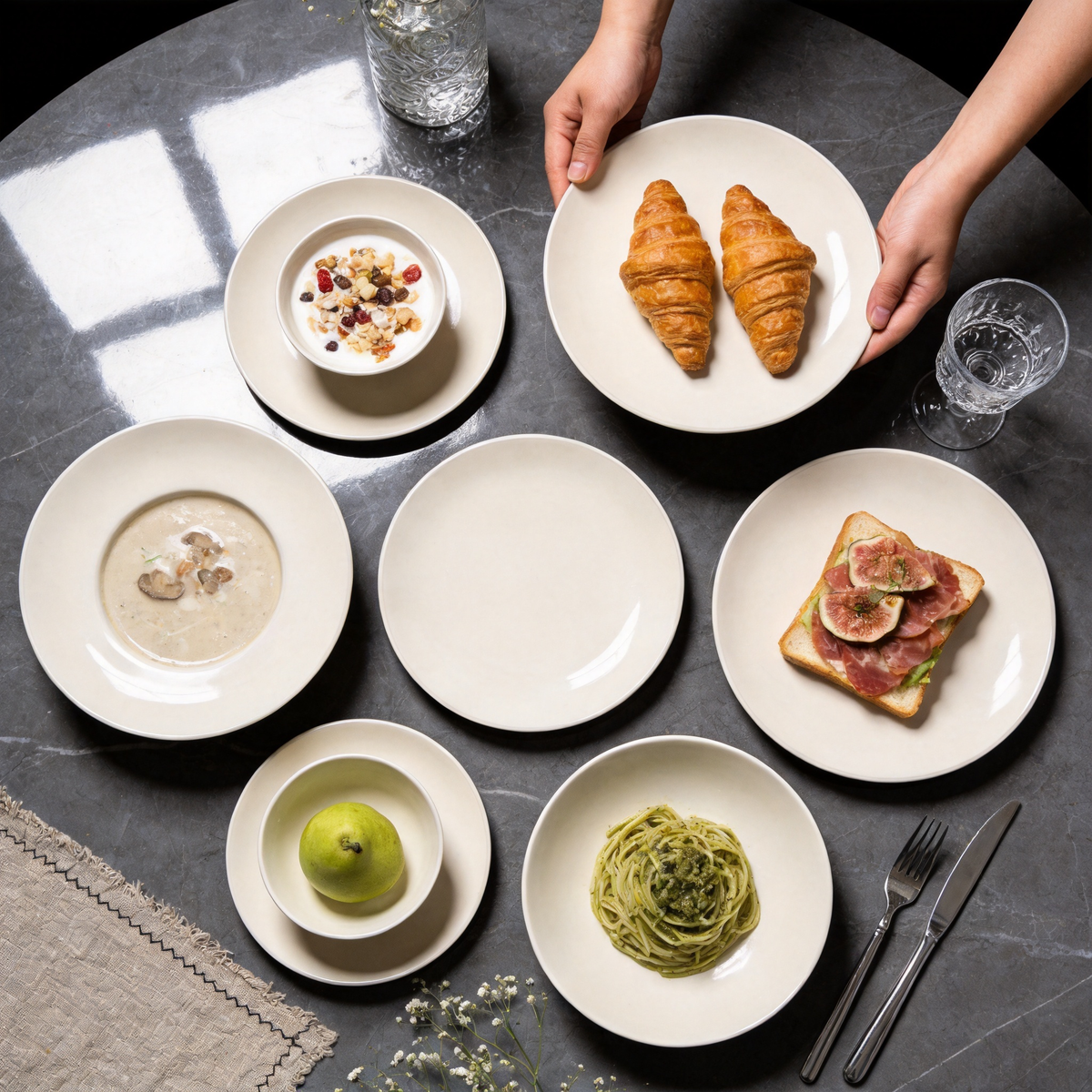 Commercial-Grade Stoneware Coupe Plates