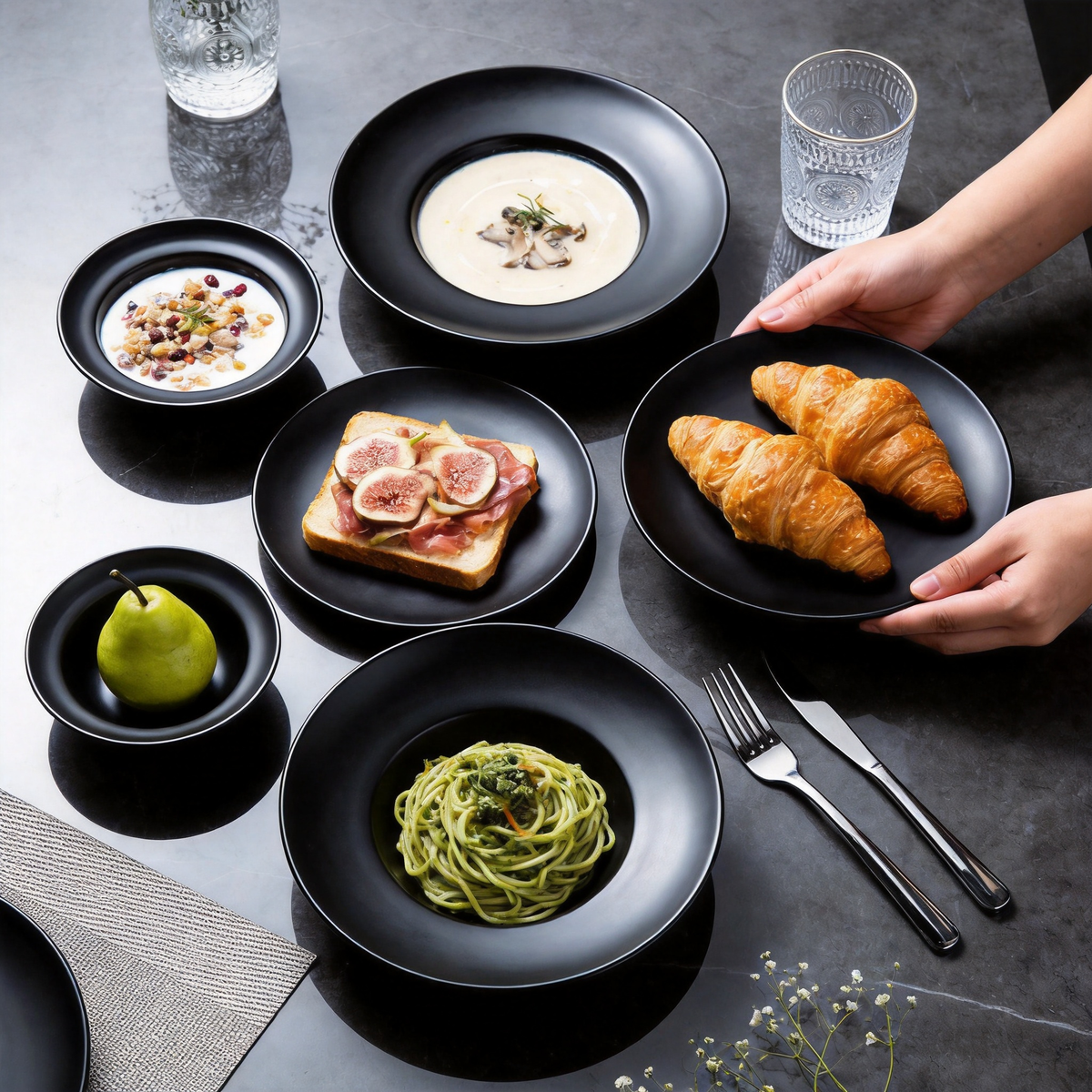 Commercial-Grade Stoneware Coupe Plates