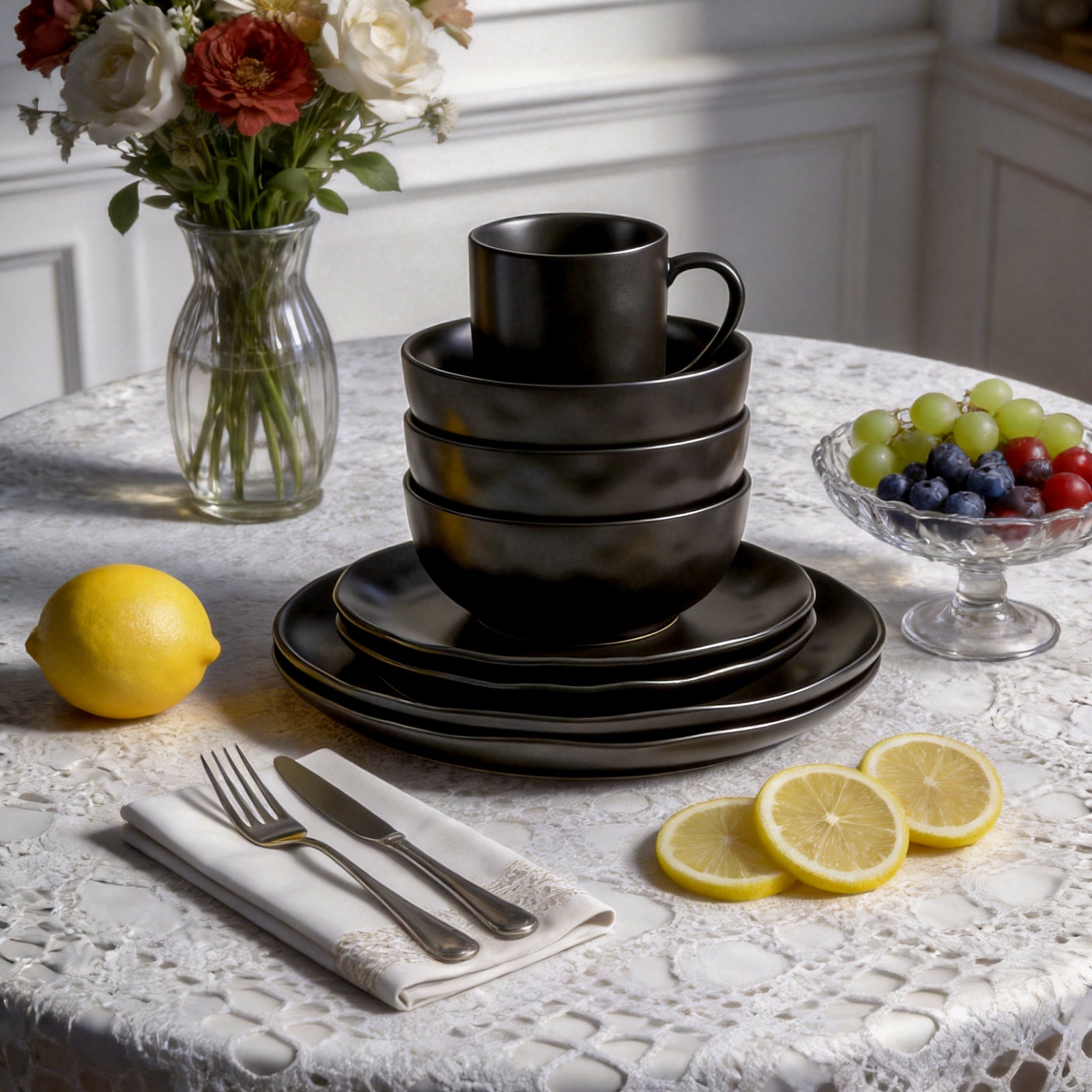 Stoneware Reactive Glaze Organic Sky Star Dinnerware Set