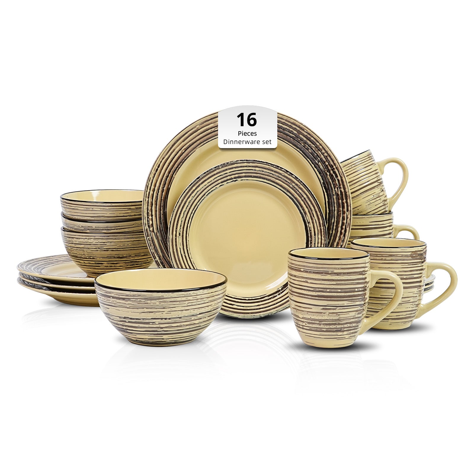 Stoneware Handcrafted Tree Bark Effected Glaze Dinnerware Set