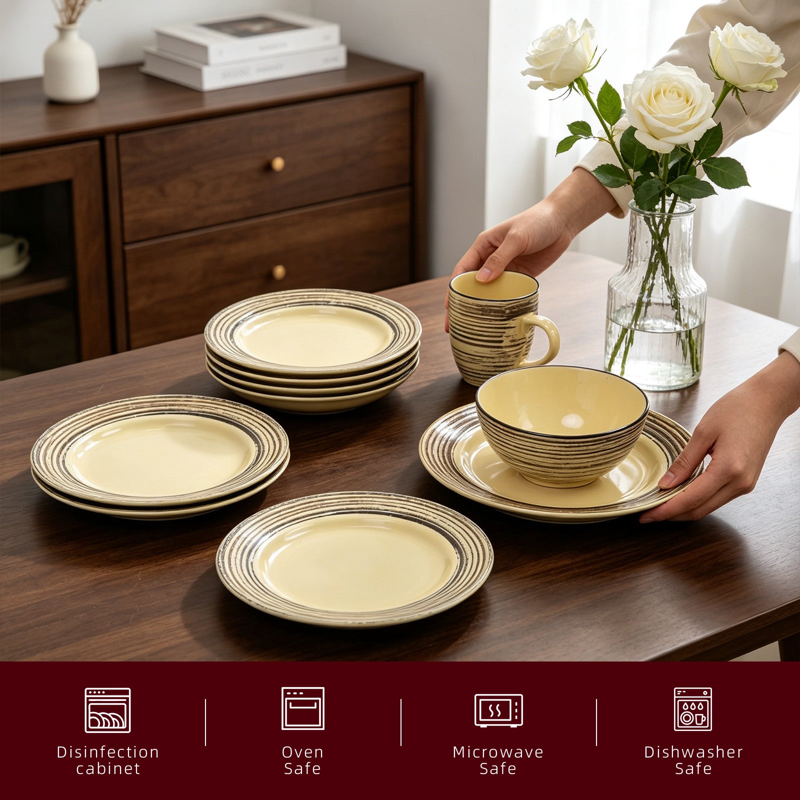 Stoneware Handcrafted Tree Bark Effected Glaze Dinnerware Set