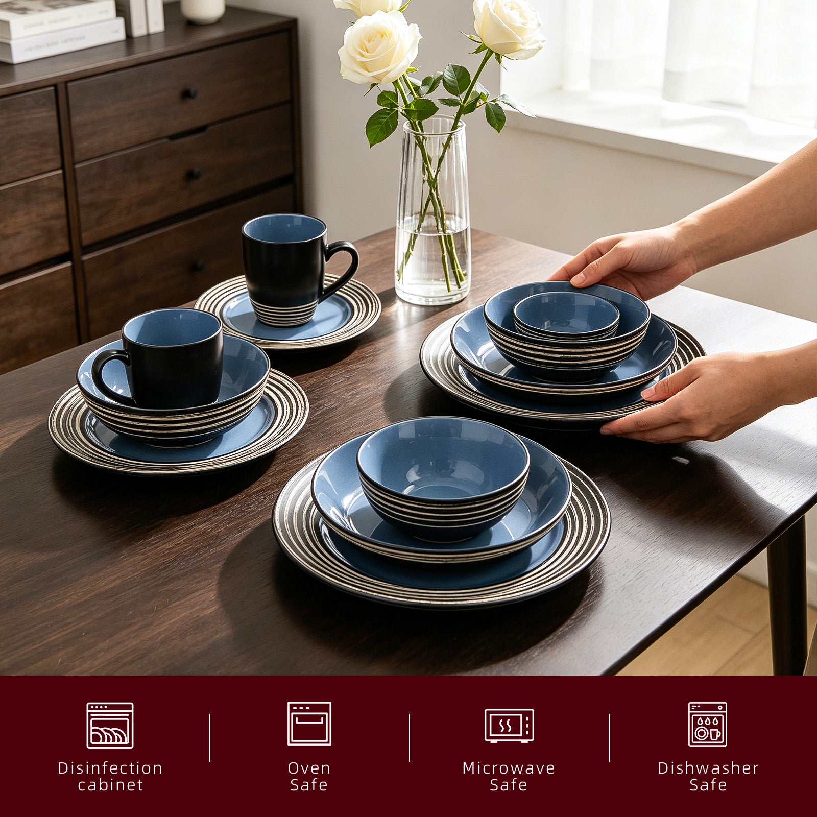 Stoneware Handcrafted Tree Bark Effected Glaze Dinnerware Set