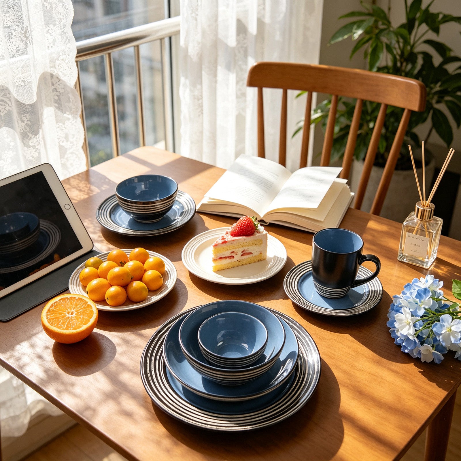Stoneware Handcrafted Tree Bark Effected Glaze Dinnerware Set