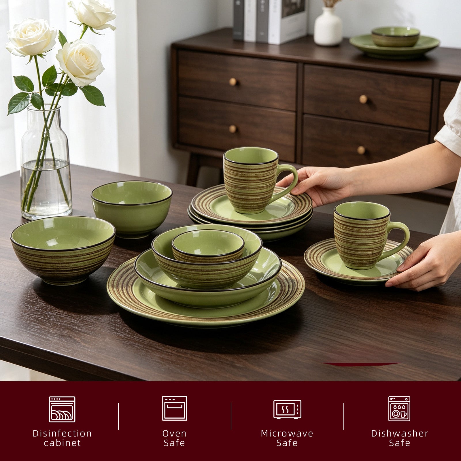 Stoneware Handcrafted Tree Bark Effected Glaze Dinnerware Set