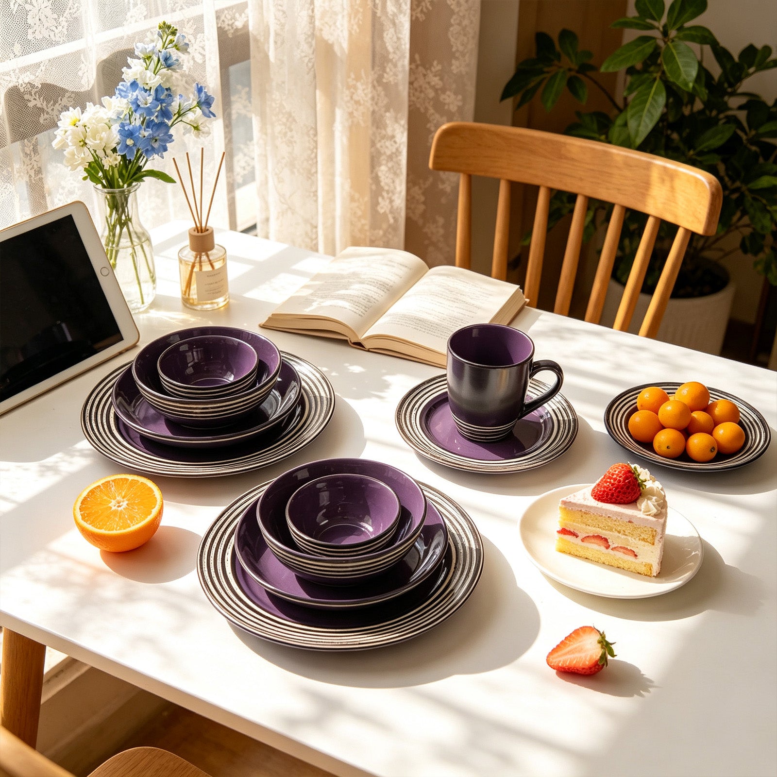 Stoneware Handcrafted Tree Bark Effected Glaze Dinnerware Set