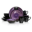 HomeVSS Purple Sonoma hand-painted stoneware dinnerware set, lead-free and high-fired for everyday American homes.